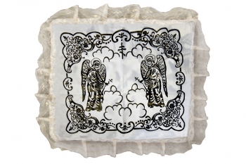 накидка на подушку шелк церк (накат) с зол.кружевом